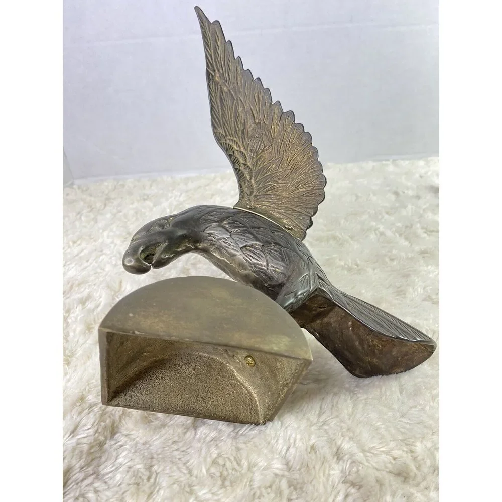 Brass Eagle VTG Perched Pose on Tree 8.5‎ x 8 inches Heavy Offce Home Decor